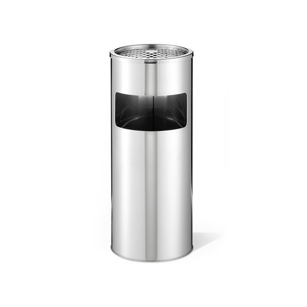 Ashtray + Trash basket Silver Color Steel, 1 Pcs