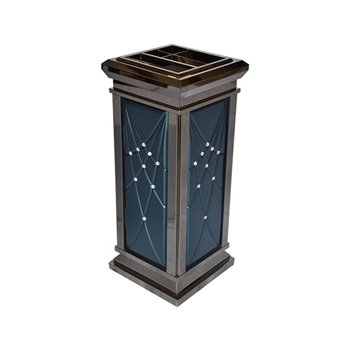 [FR-215] Ashtray + Trash basket Blue Leather (P6), 1 Pcs